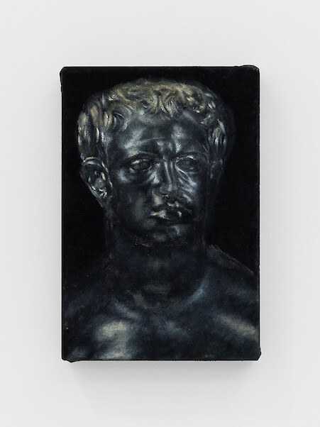 *Nero oh*, 2021, Oil on velvet, 30 x 20.5 x 5 cm