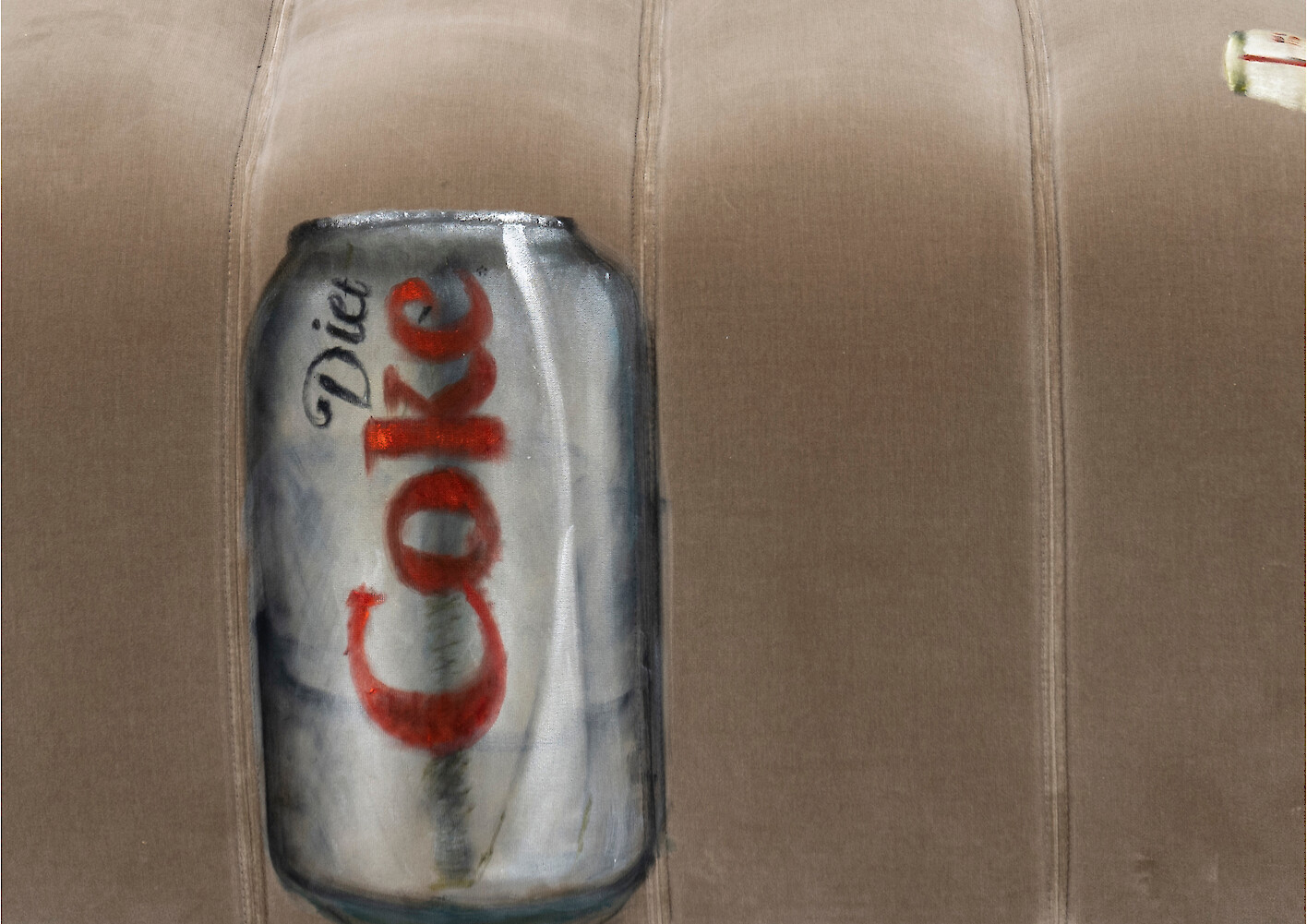 Detail View, *Furni 5*, 2023, Sculpture: oil on velvet upholstered modular sofa system, 47 x 80 x 90 cm overall