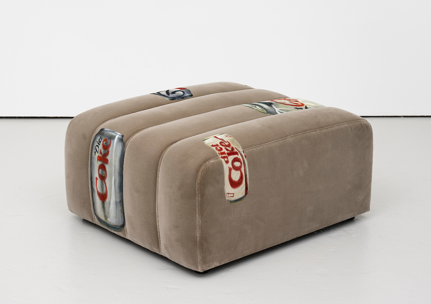 *Furni 5*, 2023, Sculpture: oil on velvet upholstered modular sofa system, 47 x 80 x 90 cm overall