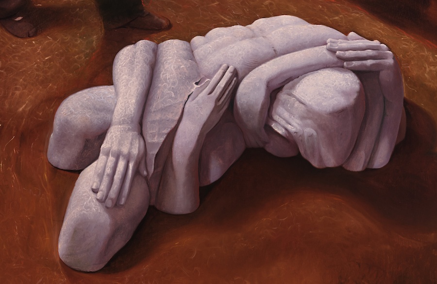 Detail view, *Libation*, 2026, Oil on linen, 184 x 160 x 2.5 cm