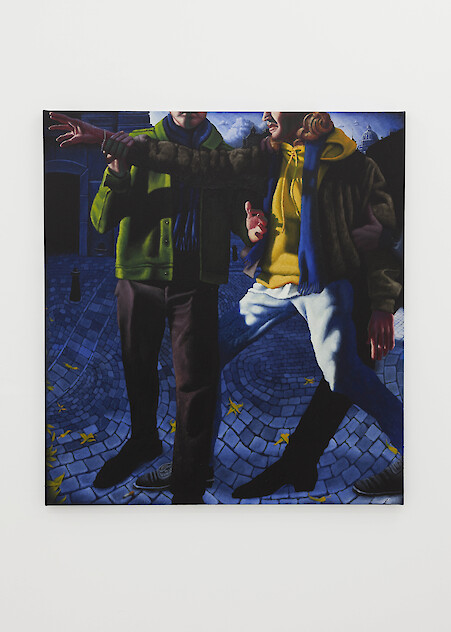 *The wrong hands*, 2019, Oil and ink on linen, 120 x 110 cm