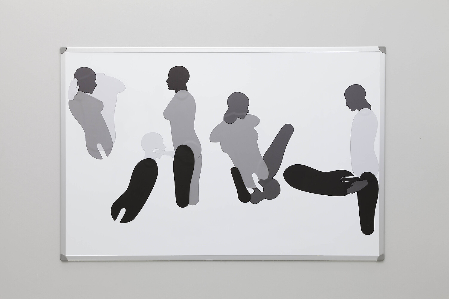 *Test combination II*, 2017, Magnets on magnetic whiteboard, 120 x 180 cm