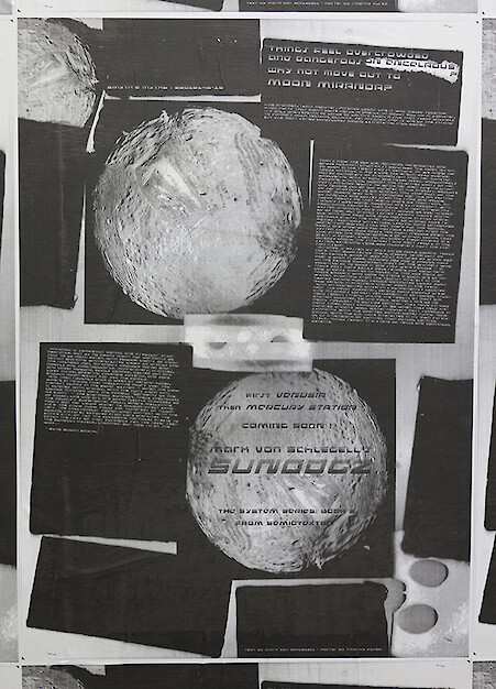 Mark von Schlegell/Timothy Furey, *Untitled (Advert for Mark von Schlegell ‘Sundogz’)* (detail), 2014, A2 digital print flyposters