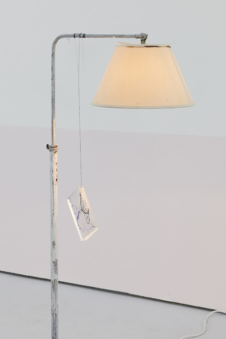 Josef Strau, *without title* (detail), 2008, Plexiglas, marbel, metal, tippex and textile, Dimensions variable