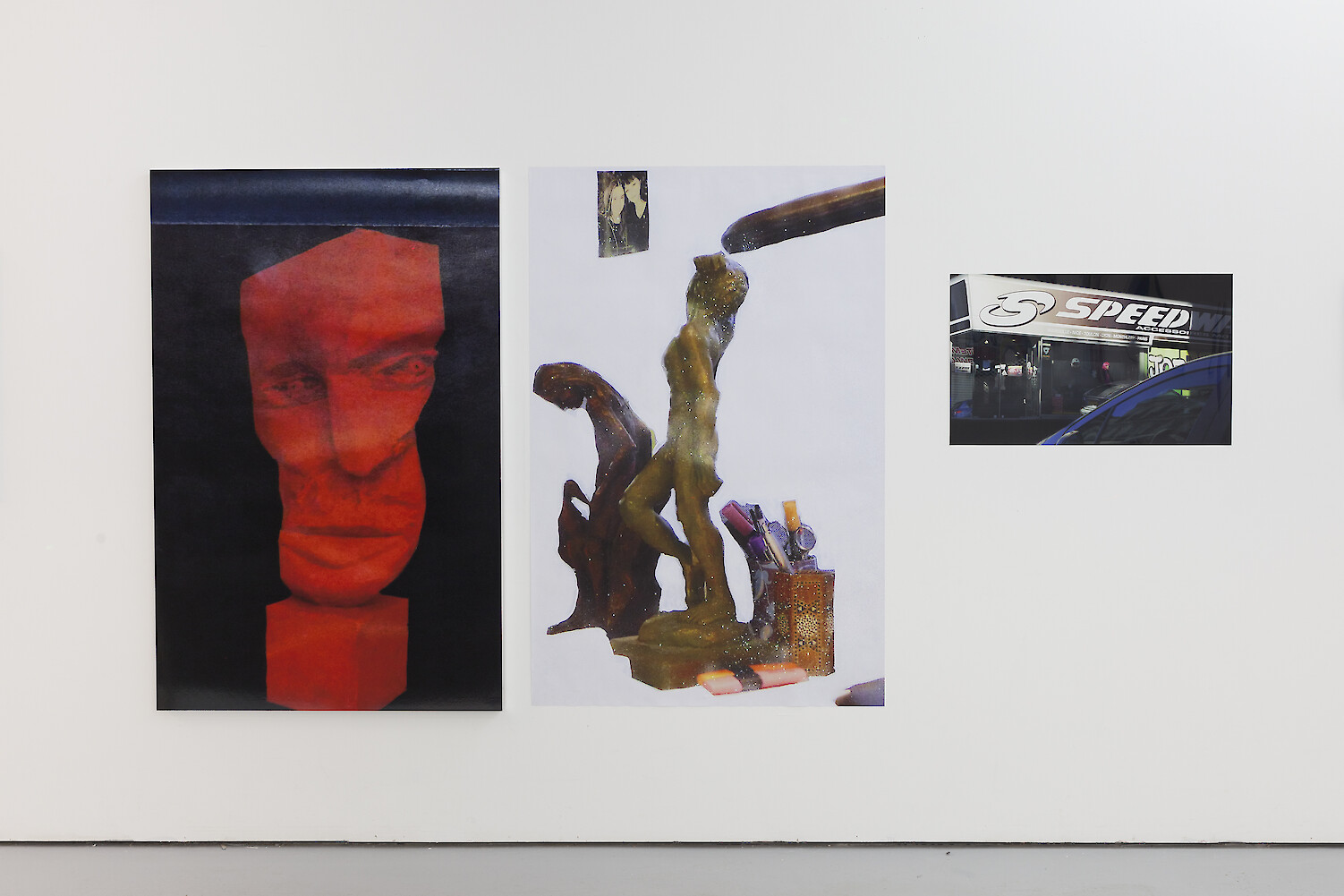 *TLYA 06_JM Black Black/ TLYA 07_Joelle's desk/ TLYA 08_Speedway*, 2014, Digital print on dibond, digital print and Fujiflex print, 147 x 95 cm, 148 x 96 cm and 46.5 x 76 cm