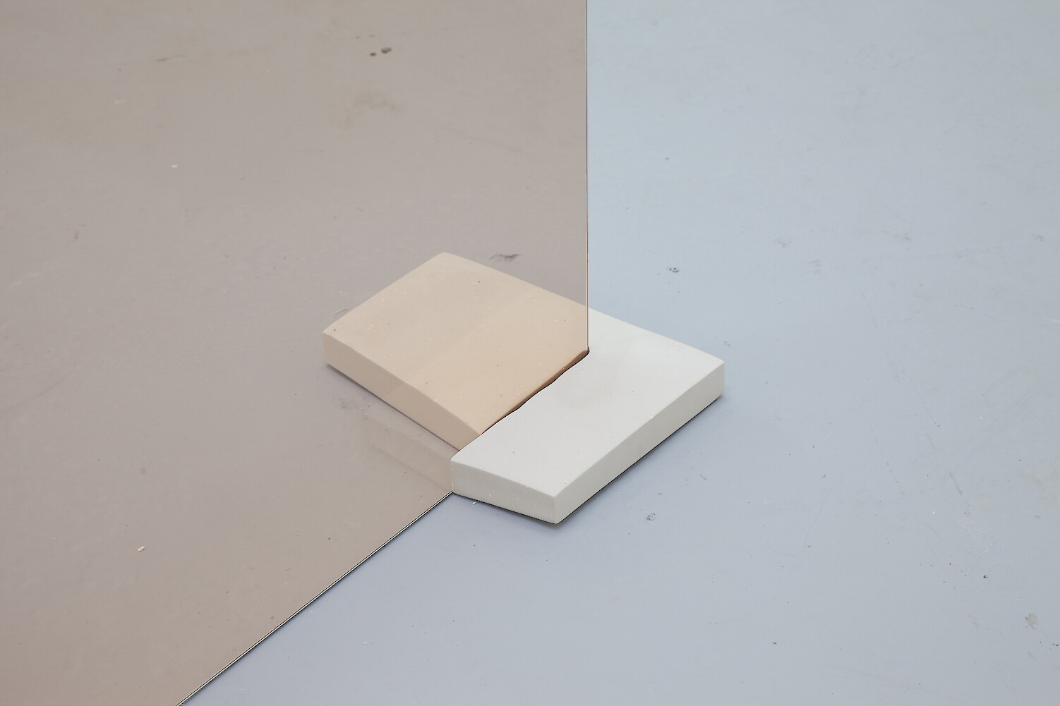 *Desires are already memories* (detail), 2013, Toughened glass, jesmonite, 60 x 110.5 x 15 cm and 81 x 110 x 39 cm