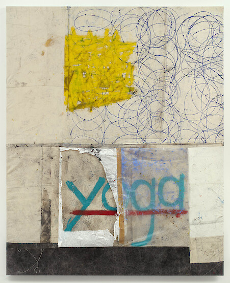 *matt painting (yoga)*, 2013, Oil paint, oil stick, dirt, 265 x 215 cm