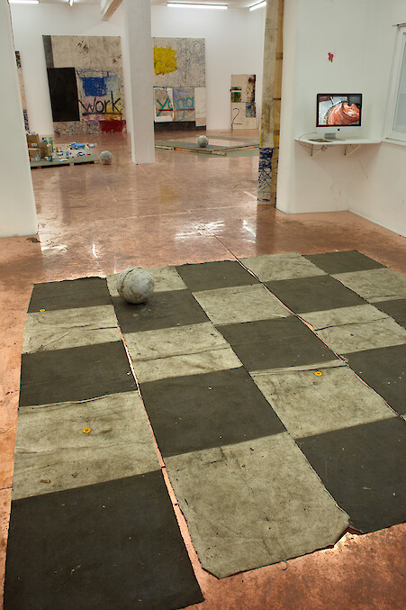 *Dinner at the members club? Yes! i'll have a black americano first pls*, 2013, Installation view