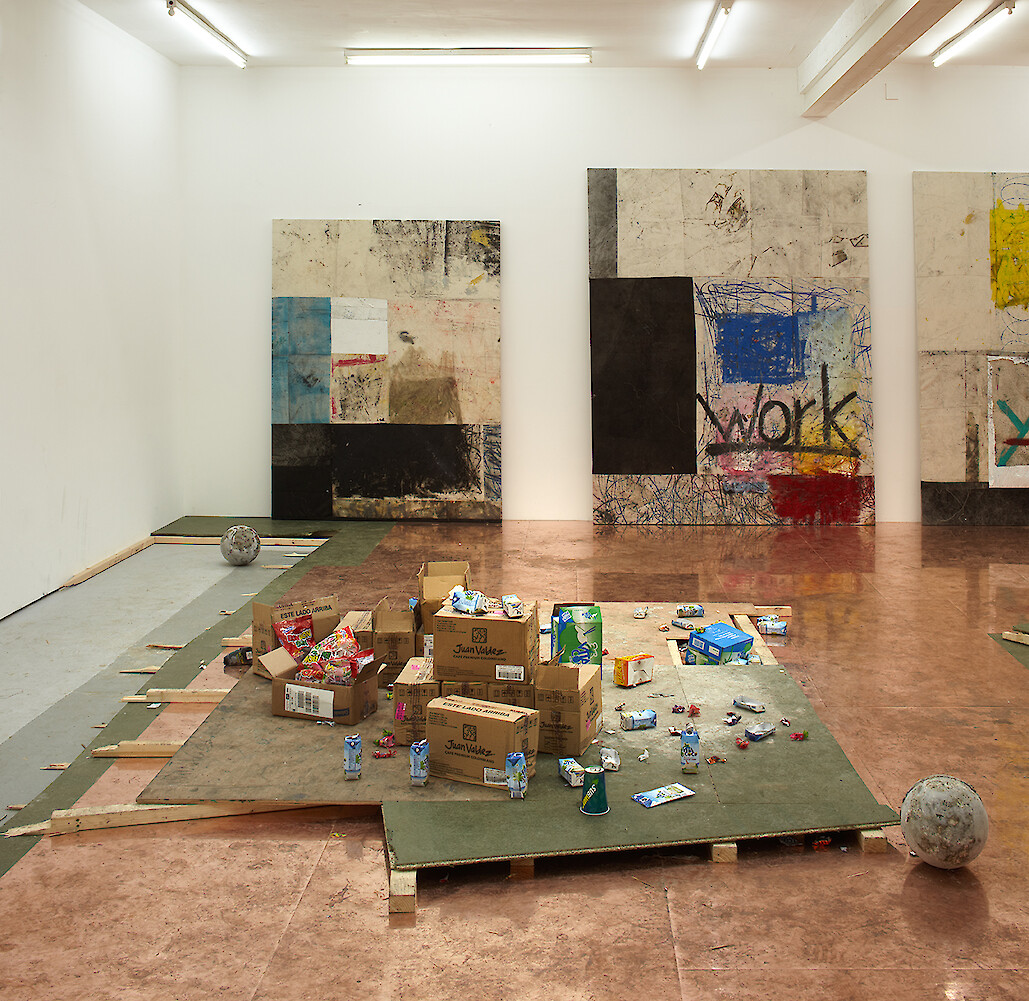 *Dinner at the members club? Yes! i'll have a black americano first pls*, 2013, Installation view