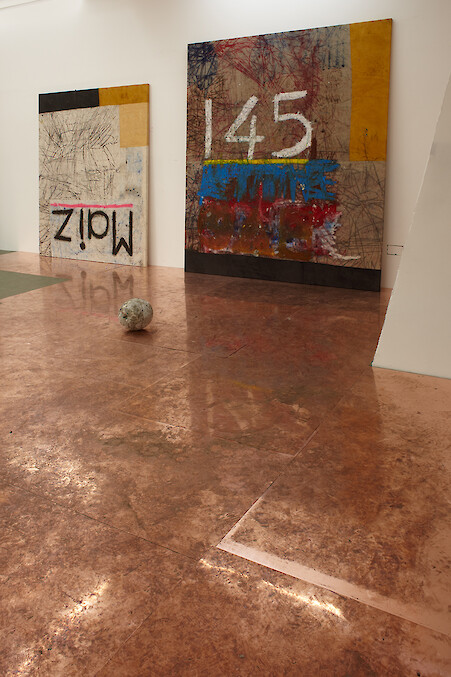 *Dinner at the members club? Yes! i'll have a black americano first pls*, 2013, Installation view