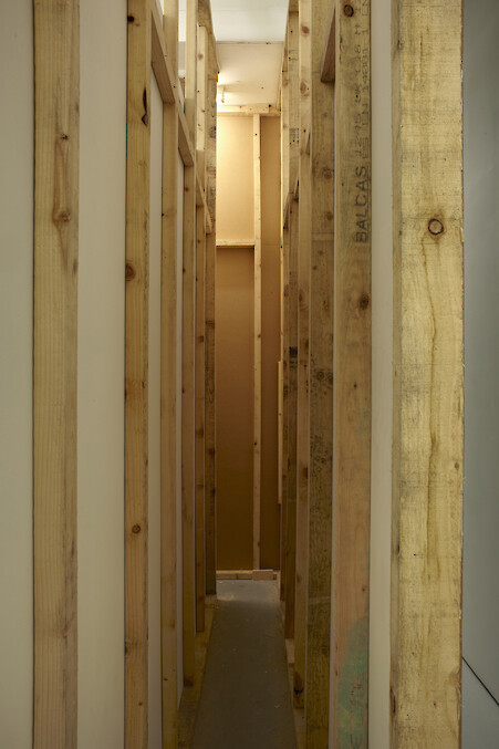 *An Escalator Can Never Break, It Can Only Become Stairs*, 2013, Installation view