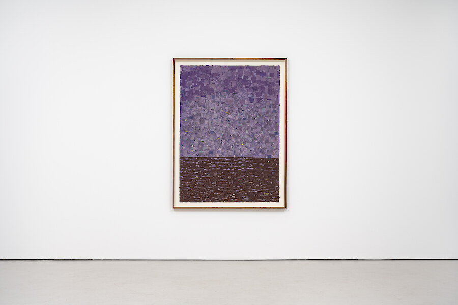 *Linha do Horizonte*, 2021, Guarany Fósforos de Seguarança matchbox paper and strike paper, 164 x 124 cm